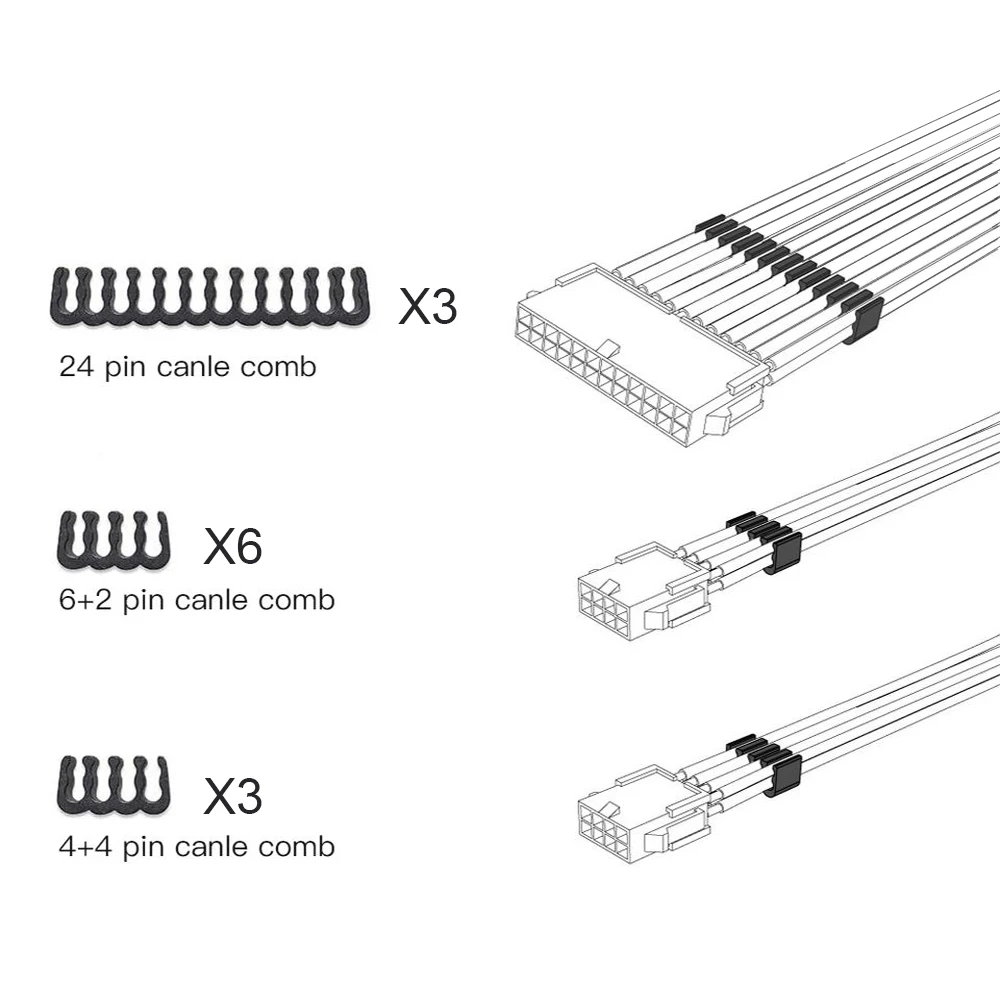 18AWG Multi Color Selection 300MM PSU Line ATX 24PIN GPU PCI-E 6+2Pin 8Pin CPU EPS 4+4Pin Power Supply Extension Cable New