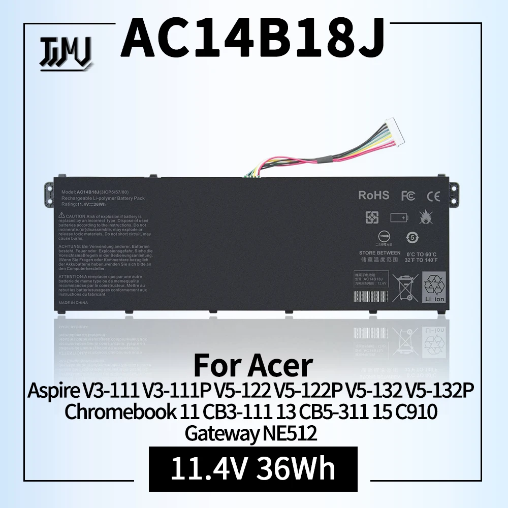 Bateria para Acer Aspire es 15 Es1571 Es1331 Chromebook 11 Cb3111 13 Cb5-311 15 Cb3-531 Ac14b13j Ac14b18j Ac14b18j