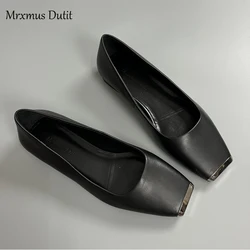 Mrxmus Dutit 2023 Spring Summer Fashion New Women Square Head Solid Flats Ballet Shoes Versatile Simple Casual Shoes Female Chic