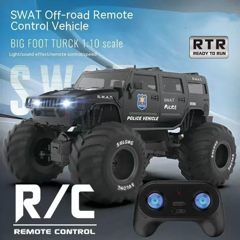 Veículo de controle remoto sem fio off-road, simulação policial especial, efeito sonoro, antiderrapante, resistente ao desgaste, 1:10, transfronteiriço, novo