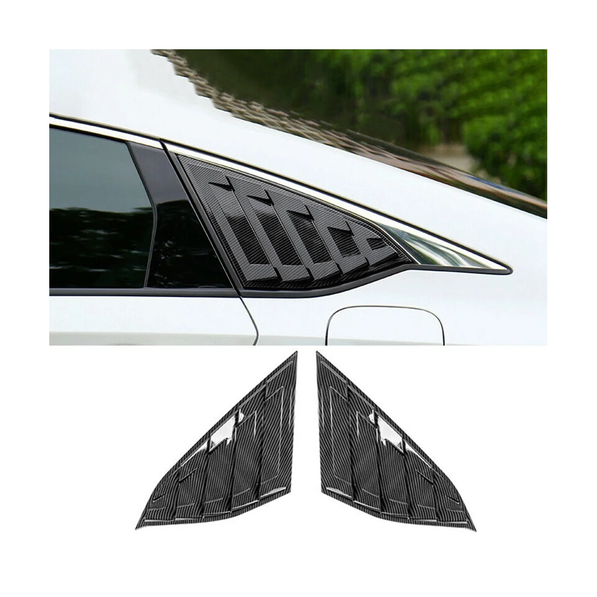 Car Rear Side Vent Quarter Window Louver Shutter Cover for 2018-2022 Honda Accord Carbon Fiber Color