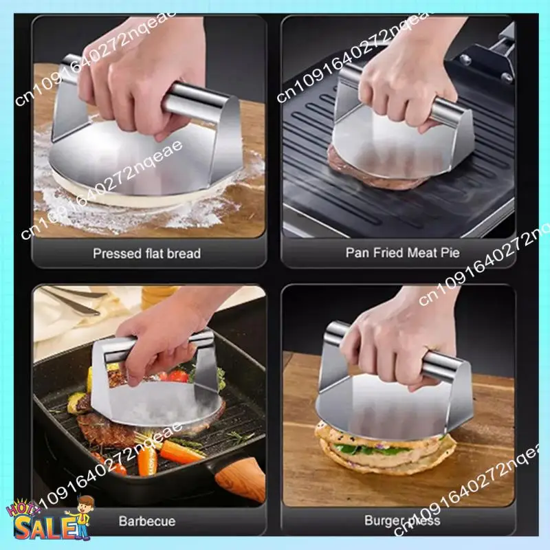 

N08R 2 PCS Hamburger Meat Press Circular Square Burger Meat Press Kitchen Tool As Shown Stainless Steel Meat Press Plate