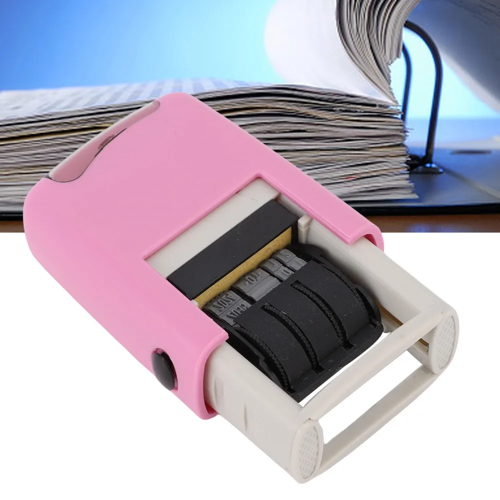 ABS Self Inking Stamper Clear Stamping Quick Drying Date Stamper Reversible Ink Pad Non Smudge English Date Stamp