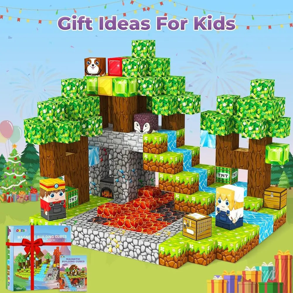 บล็อกแม่เหล็กสำหรับเด็กเล็ก: ของเล่น STEM สำหรับเด็กอายุ 3-8 ปี - เกมและการ์ดของขวัญที่เหมาะสำหรับการเดินทาง