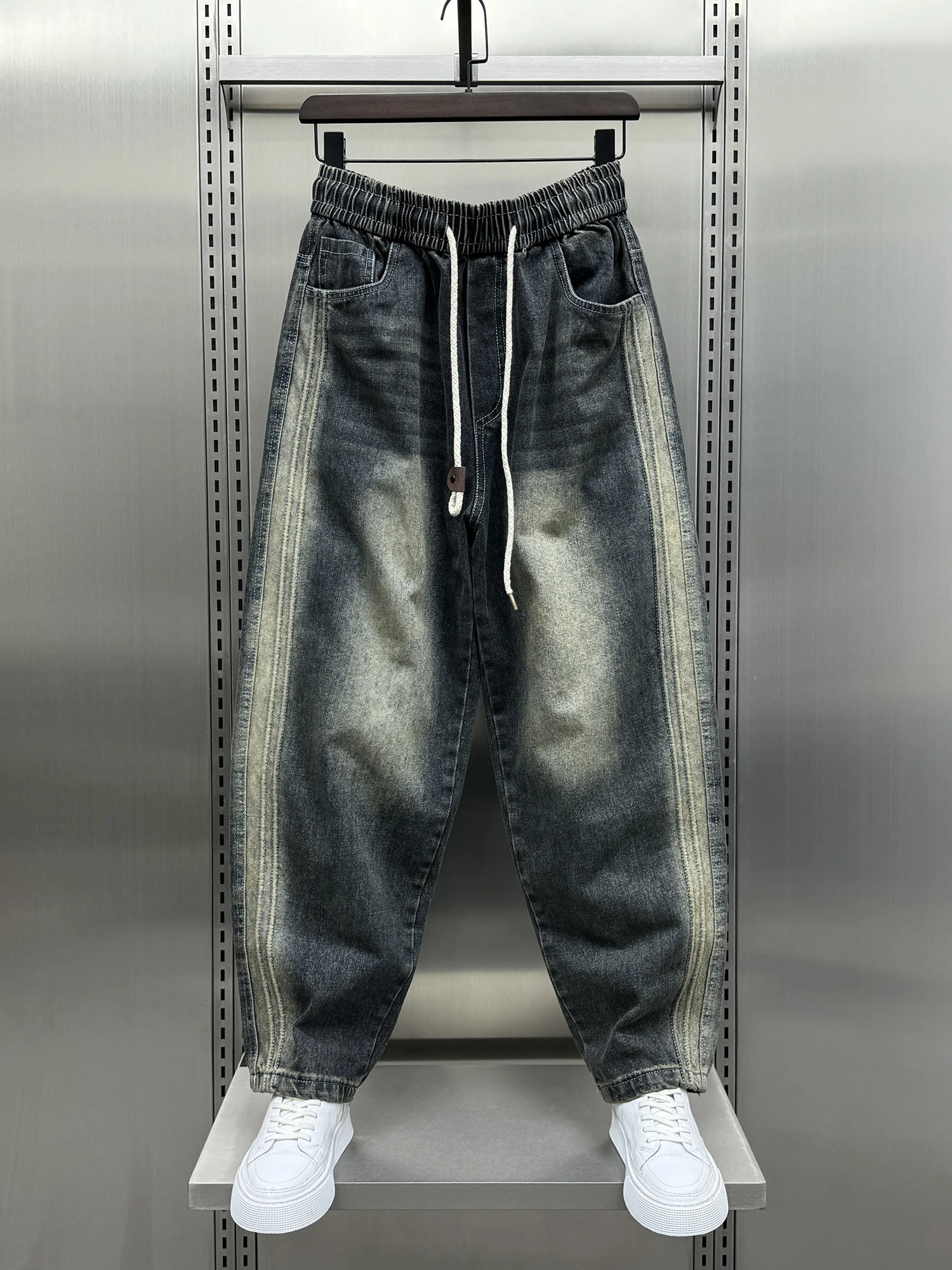 

Мужские джинсы в стиле ретро, свободные прямые брюки-трубы, осень 2024, новая трендовая коллекция, износостойкая молодежная одежда