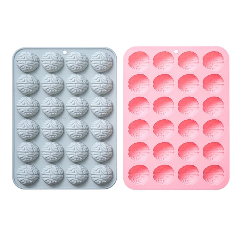 Y1UB 24Cavity Brains Shaped Silicone Molds Fondants Chocolate Molds Cake Decorating Bakings Tool Ornament Molds Easy to Clean