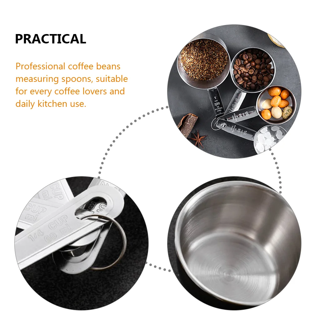 

4pcs Stainless Steel Measuring Spoons Set Long Handle Scoop Kitchen Coffee Tea Spoons Stackable Metal Spoon For Daily