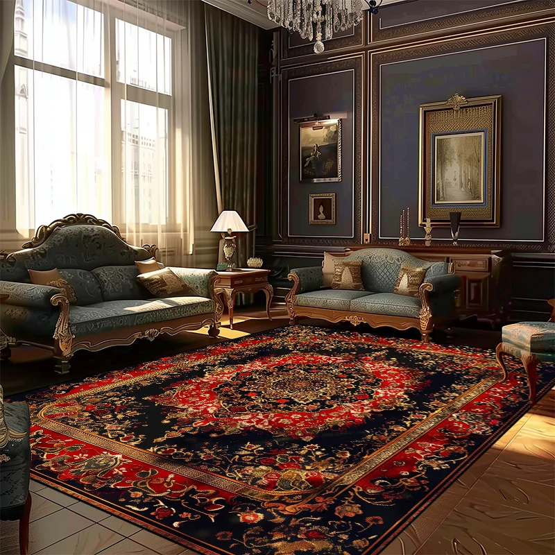 Persian Style Rugs for Living Room Decoration Carpet Large Area Bedroom Anti-slip Floor Mat Washable Lounge Rug Customized Size