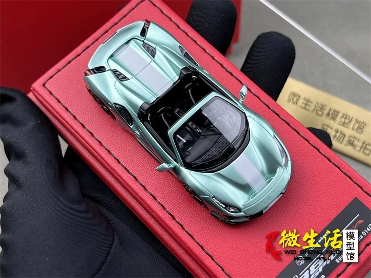 Newly Stocks Rotating Wheel 1:64 488 Pista Spider Ice Green Color Resin Scale Model Car In 2024