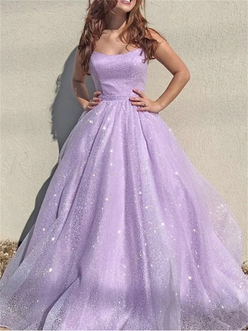 

A-Line Sparkle Sexy Engagement Prom Birthday Dress Strapless Sleeveless Sweep / Brush Train Sequined with Pleats Slit 2022
