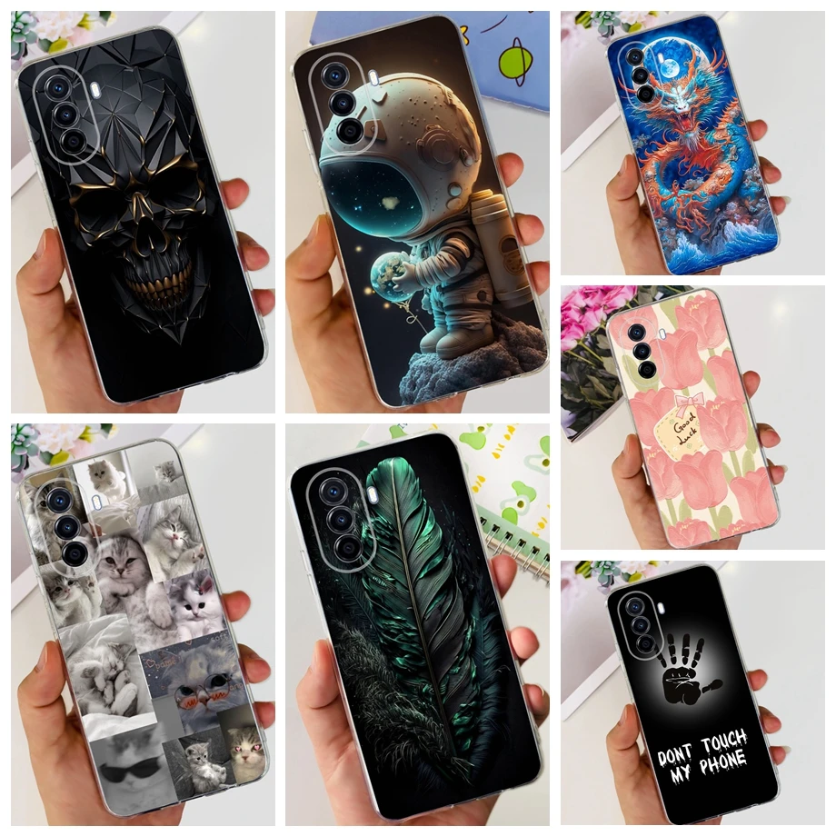 

Прозрачный мягкий силиконовый чехол из ТПУ для Huawei Nova Y70 Y90 Y91, чехол-накладка с изображением дракона, мультяшных цветов, бабочек, NovaY70 NovaY90