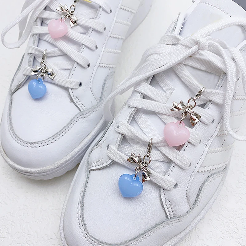 Love Heart Bow Shoes Charm Sweet Cute Shoe Buckle Decoration Accessories DIY Shoelace Shoes Charm For Girl Gifts