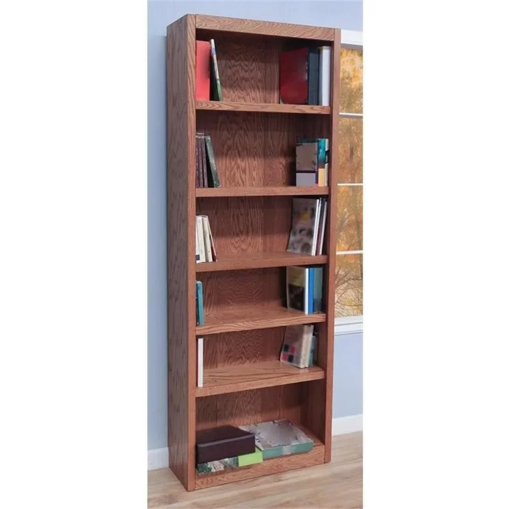 

84" Traditional Wood Bookcase with 4 Adjustable Shelves & 2 Fixed Shelves, Assembly Required
