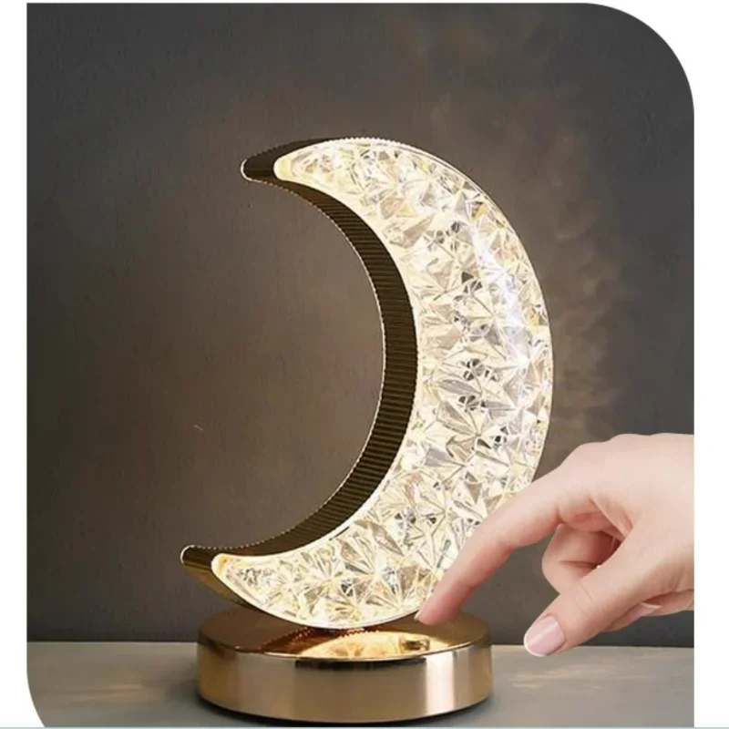 Lampu Meja Kristal Akrilik Modern Mood Light untuk Kamar Tidur, Lampu Malam di Samping Tempat Tidur, Lampu Dekorasi Suasana Romantis untuk Ruang Tamu
