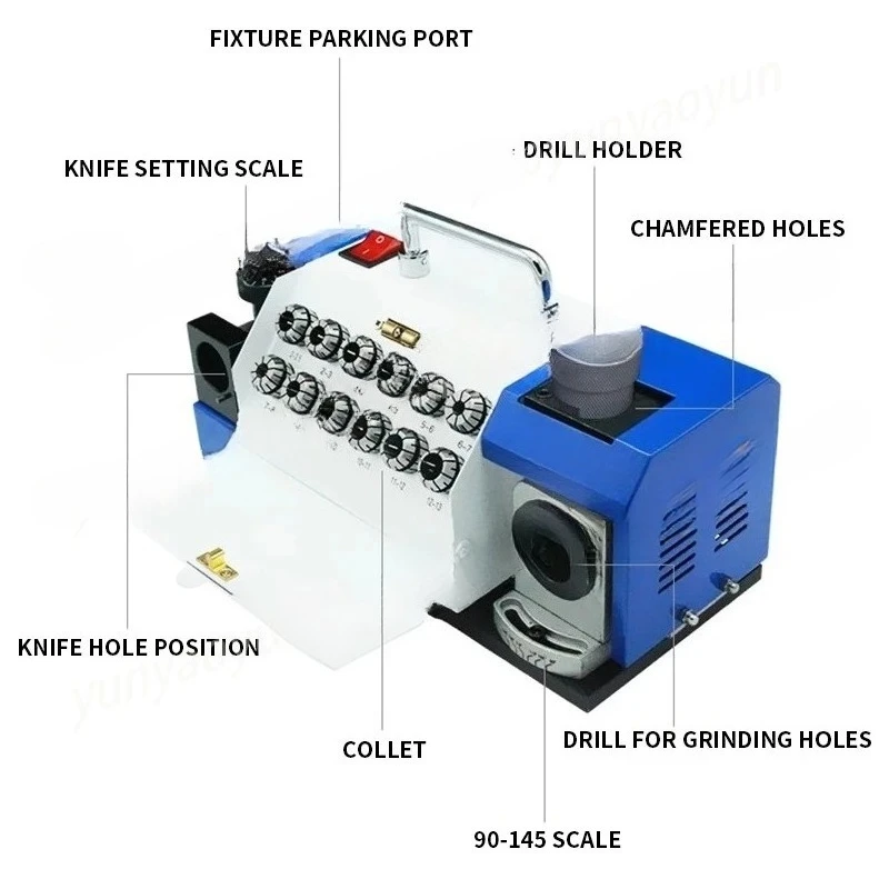 3-13MM Twist Drill Grinder Desktop Drill Grinder Automatic Small Knife Drill Special Tool Grinder 90-140° Angle Adjustme