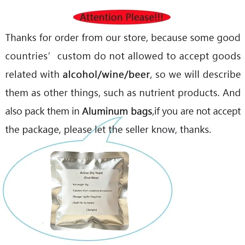 50kg Bulk Wine Yeast Pack Kit with Custom Sealed Aluminum Foil Bag, Anti-Oxidation High Barrier Storage Sack, Moisture & Ligh
