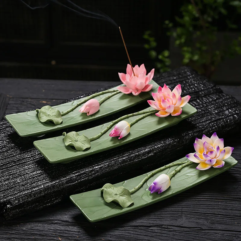 

Ceramic Lotus Incense Stick Holder Household Zen Lotus Ceramics Incense Burner Ceramic Handicrafts Home Ornaments (NO Incense)