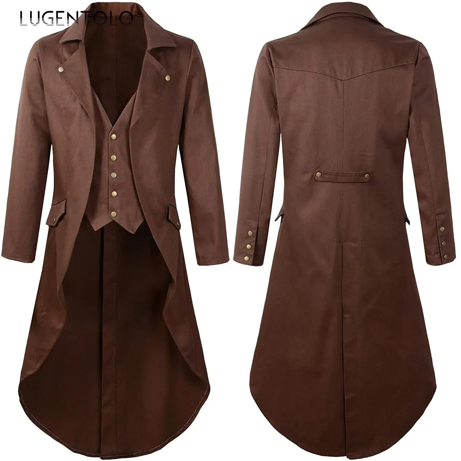 Veste Médiévale Steampunk pour Homme, Costume de Cosplay Victorien Tuexdo, Simple Poitrine, Gentleman, Manteau Long