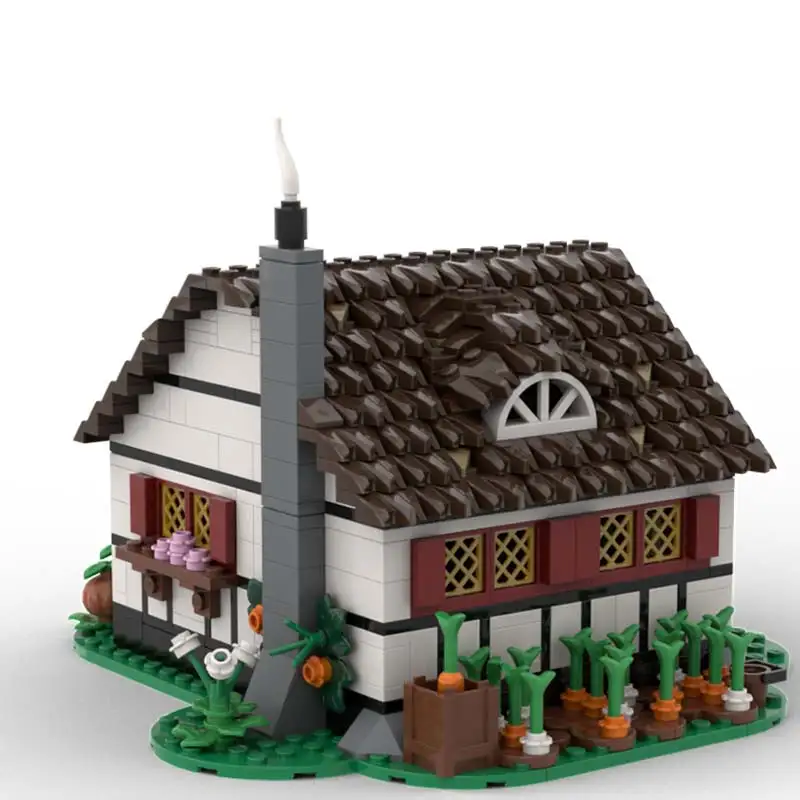 Countryside Street View Old Medieval Farmhouse Model Building Block DIY Modular Architecture Bricks Experts Educate Children Toy