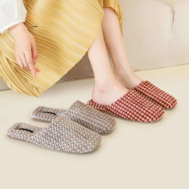 

Fluffy Warm Woman Slippers Winter New Indoor Slides Female Non-slip Comfort Cotton Shoes Size 43 44 Plush Home Shoes Chanclas