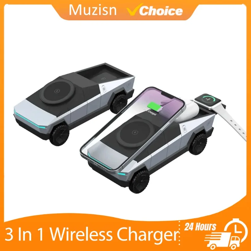 

Car Phone Stand Magnetic 3 In 1 Wireless Charger For Magsafe iPhone 16 15 14 Apple Watch 10~2 SE AirPods Pro Smartwatch Charging