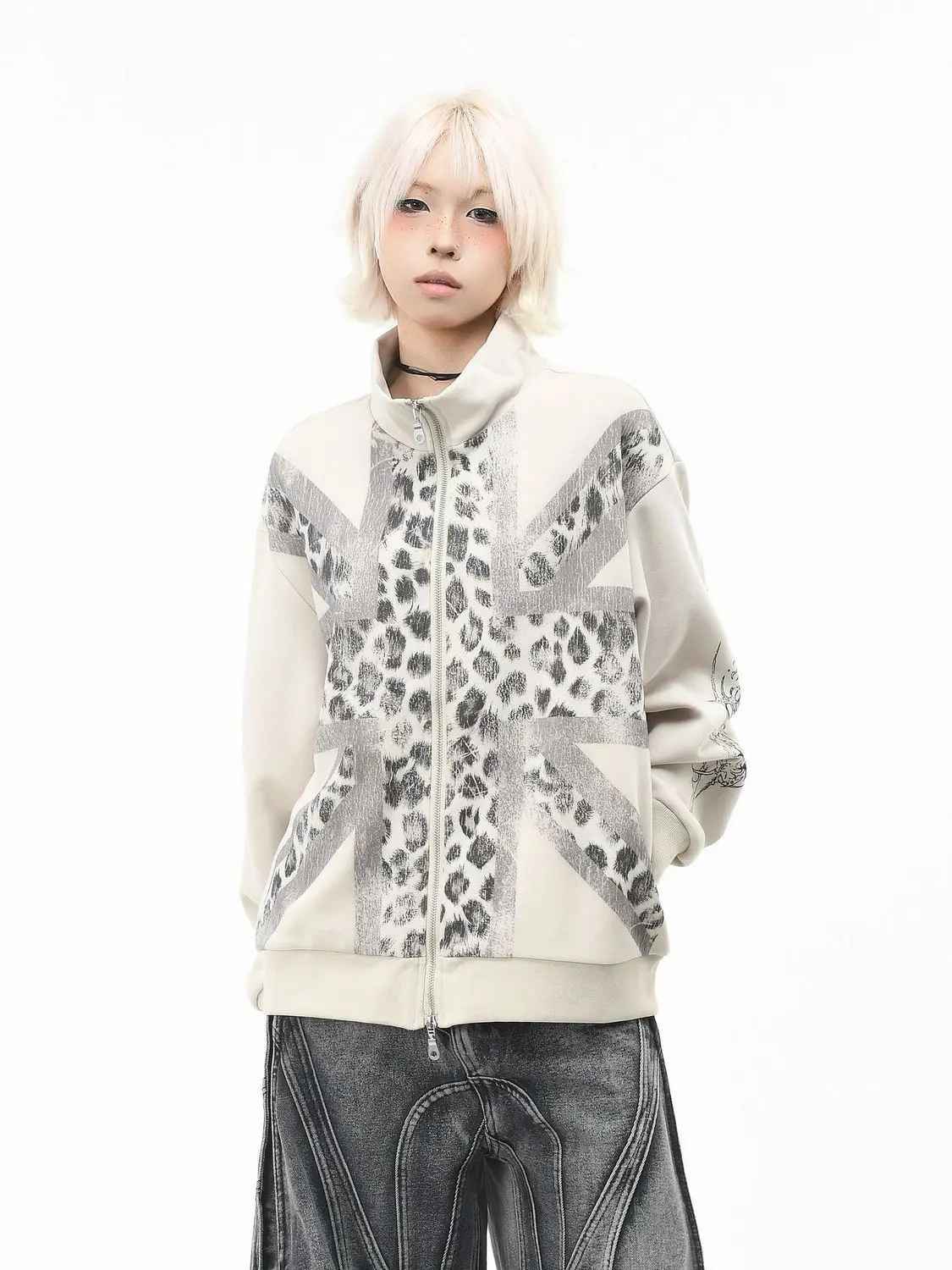 Vintage Streetwear Women Leopard Print Jackets Long Sleeve Zipper Outerwear O-neck 2026 Spring Autumn Ladies Female Casual Coats