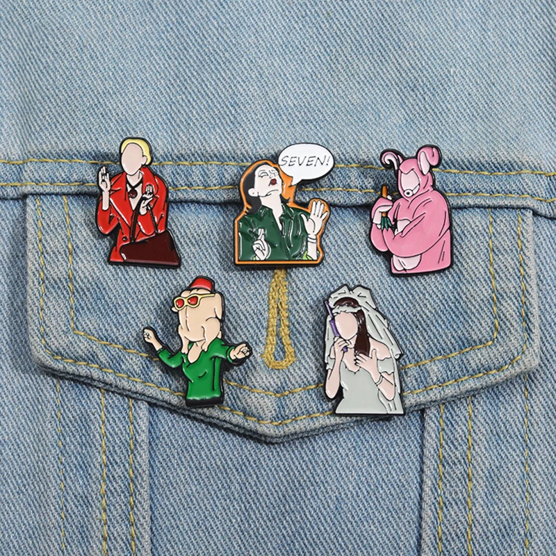 Comedy Movie TV Characters Pines Lapel Badges Cartoon Funny Jewelry Gift for Kids Friends Friends Enamel  Brooch Custom Humor