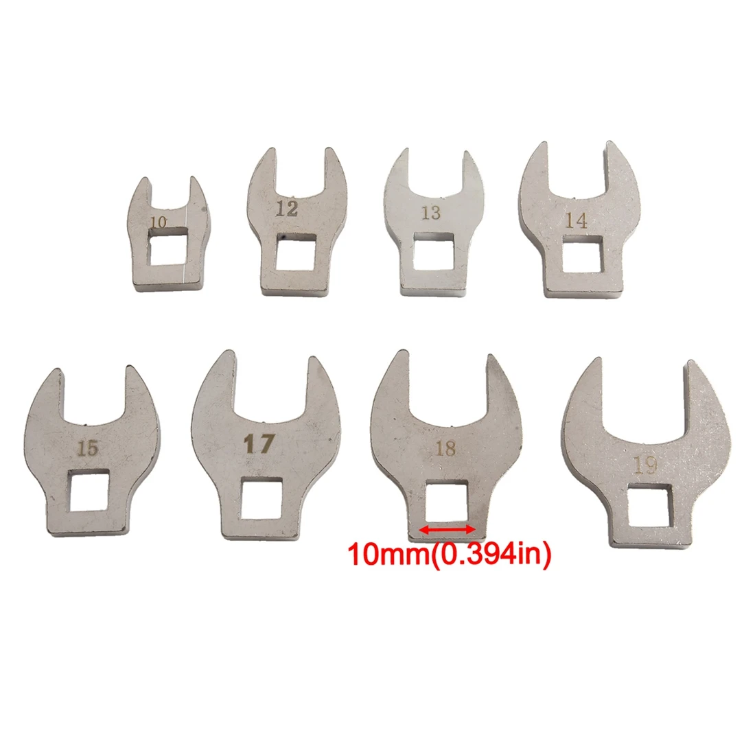 8Pcs 3/8In Drive Crowfoot Wrench 10 to 19mm Metric Foot Open End Spanner Metric for Ratchet Torque Wrench Tool