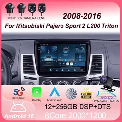 Android 16 For Mitsubishi Pajero Sport 2 L200 Triton 2008 - 2016 Car Radio GPS 4G Multimedia Video Player Wireless Carplay+Auto