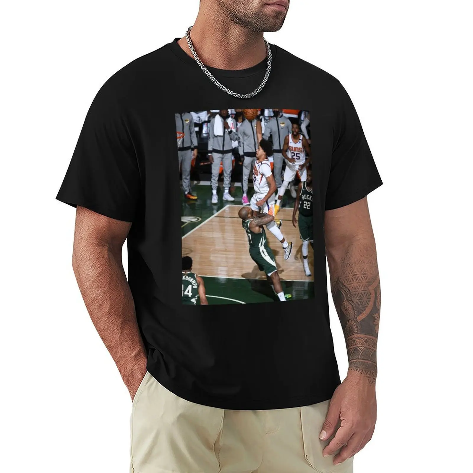 Cam Johnson Poster Dunk Bucks T-Shirt cotton graphic tees basketball graphic tees oversized cotton t shirt men