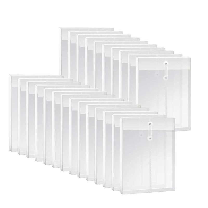 

A4 Size Clear Plastic Envelopes Set Kit With String Closure, Expandable Files Document Folder, File Bag Set Kit For Office 24Pcs