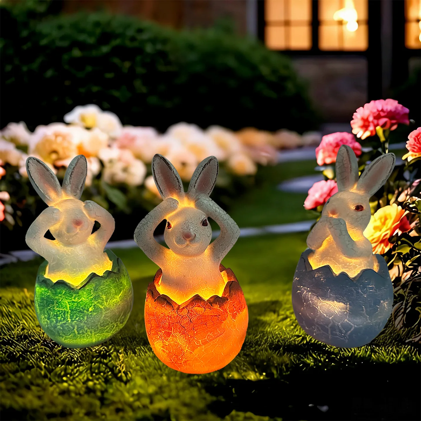 

Easter Bunny Resin Garden Light, Lawn Decorative Night Light for Patio & Yard