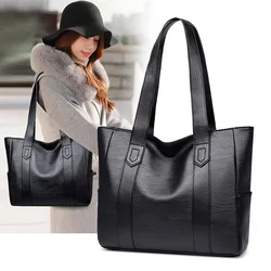 Women PU Leather Handbags Fashion Big Capacity Tote Bags Retro Designer Double Strap Shoulder Bag Female Shopper Sac Mujer Bolsa