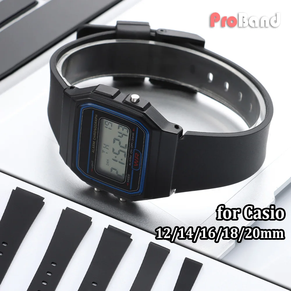 

12/14/16/18mm 20mm Silicone Rubber Strap for Casio W800H A158/168 AE1200/1300 F91W F84 Watchband Men Women Bracelet Accessories