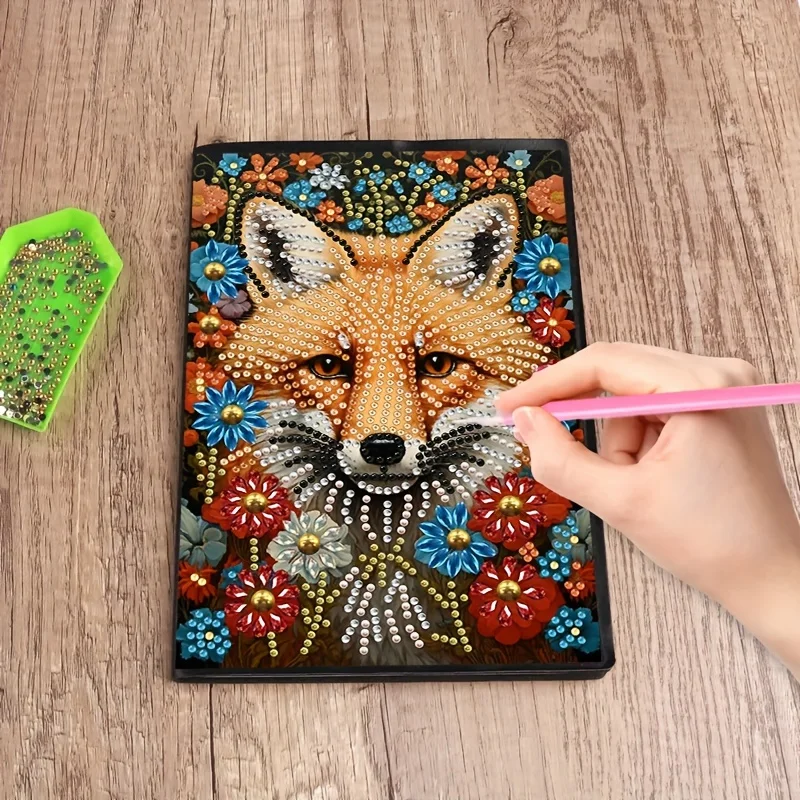 

DIY лиса цветок алмазная живопись блокнот специальной формы Алмазная мозаика дневник альбом для рисования для домашнего исследования Рождественский декор подарок
