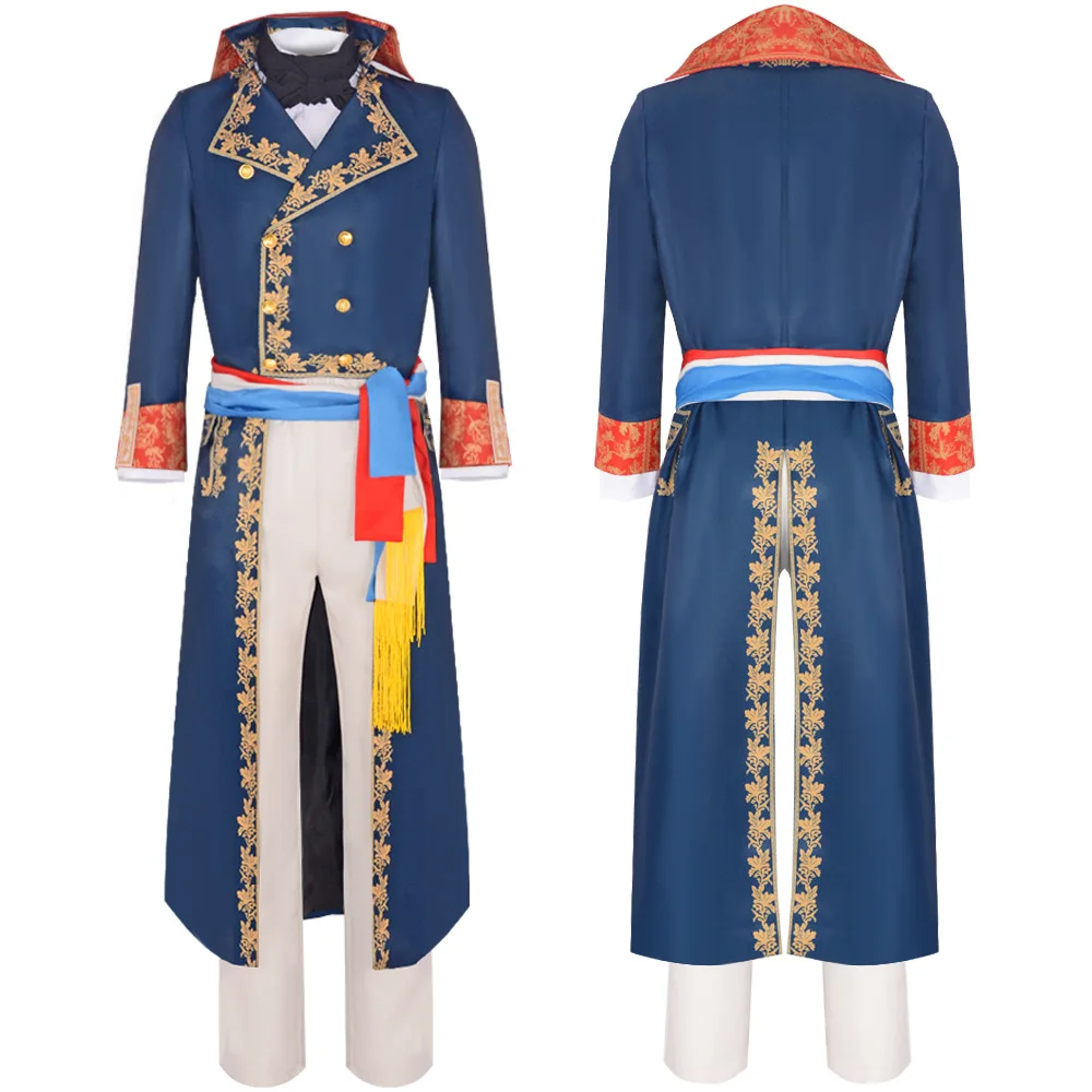 New Medieval Cosplay Napoleon Men's Costume Court Vintage Bonaparte Military Uniform  King Tuxedo Halloween Masquerade Suit