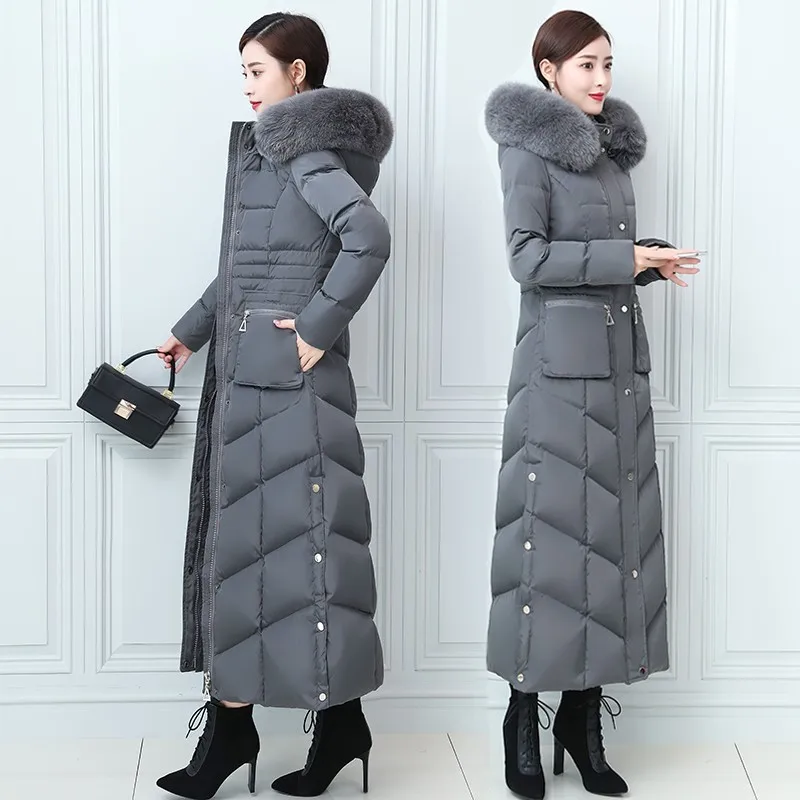 

Fit -30℃ Cold Winter Super Long Waterproof Duck Down Coats Female Thicker Warm Fur Coats Real Fox Fur Hooded Parkas