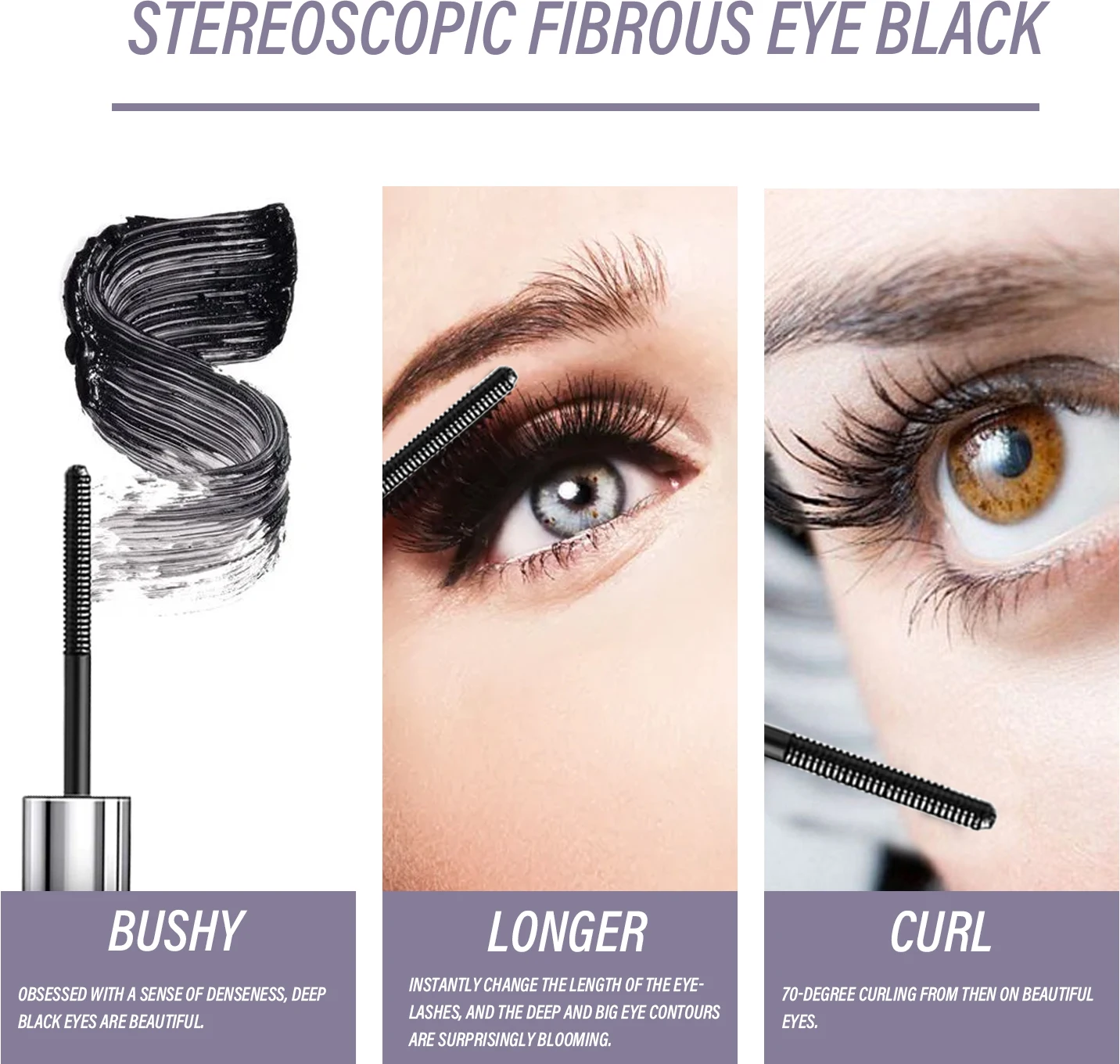 Curling Mascara verlängert voluminöse natürliche Wimpern, wisch festes, langlebiges, wasserdichtes schwarzes Wimpern-Make-up