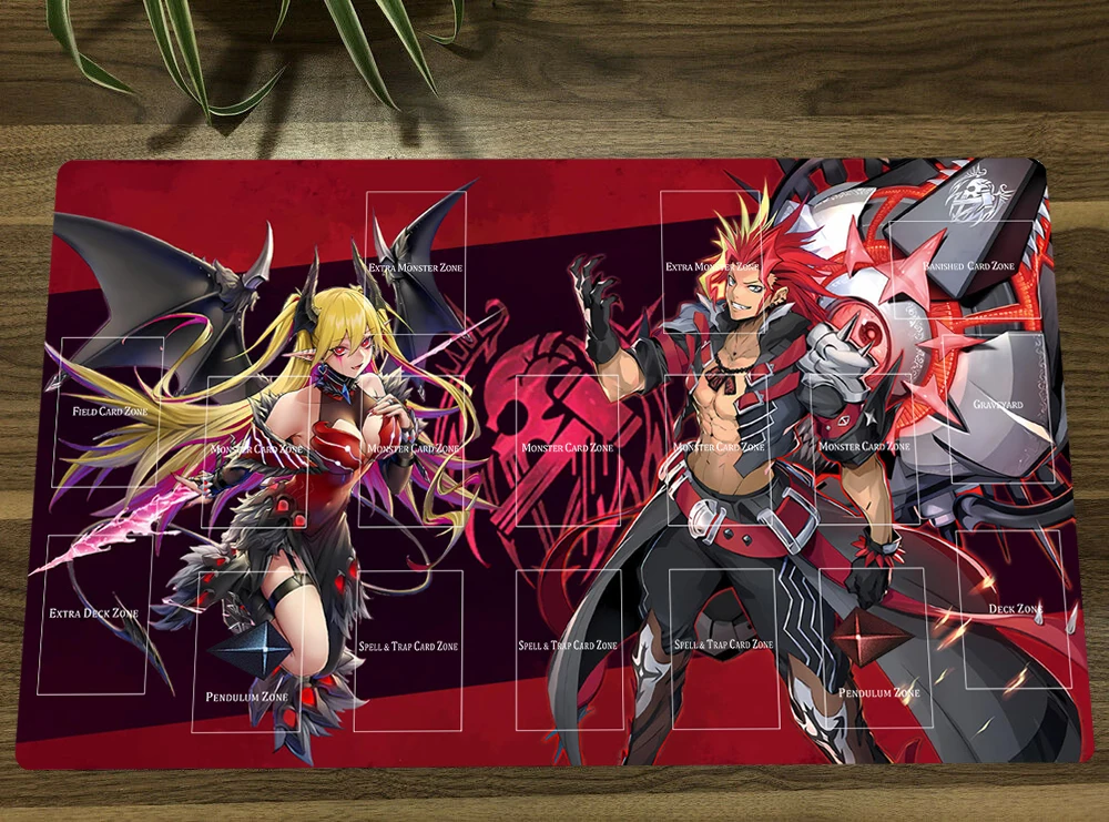 YuGiOh Fiendsmith Lacrima The Scarlet Sorrow TCG CCG Mat Trading Card Game Mat Table Playmat Gaming Play Mat Mouse Pad Free Bag