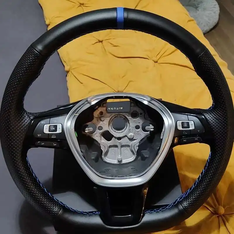 For Volkswagen VW Golf 7 Mk7 New Polo Passat B8 Tiguan Sharan Jetta Anti-Slip Artificial Leather Braid Car Steering Wheel Cover