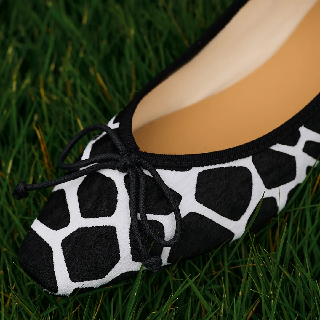 Women's leopard horsehair round toe slip-on 2.5cm kitten heel slip-on flats elegant ladies sweet bowtie daily slim dress shoes image 5