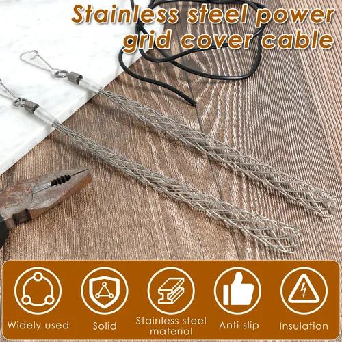 Imagen 2 del producto Agarre de tracción de Cable de acero inoxidable, calcetín de Cable para varillas de Cable, antideslizante, electricista, 4/2 Uds.