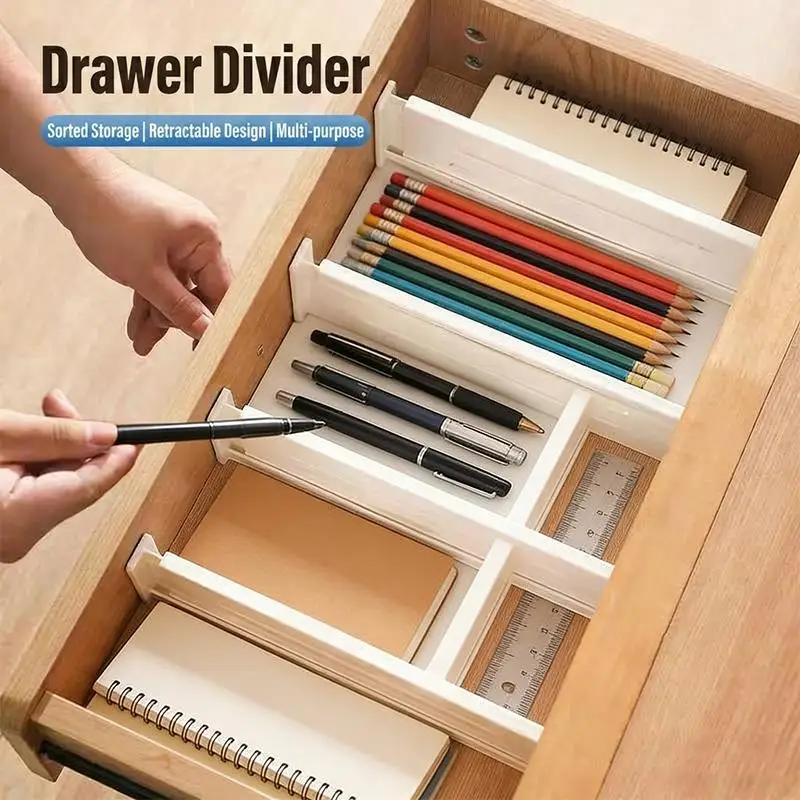 Retractable Drawer Storage Divider 2/4/6Pcs Adjustable Partition Board for Wardrobe Kitchen Drawer Organization