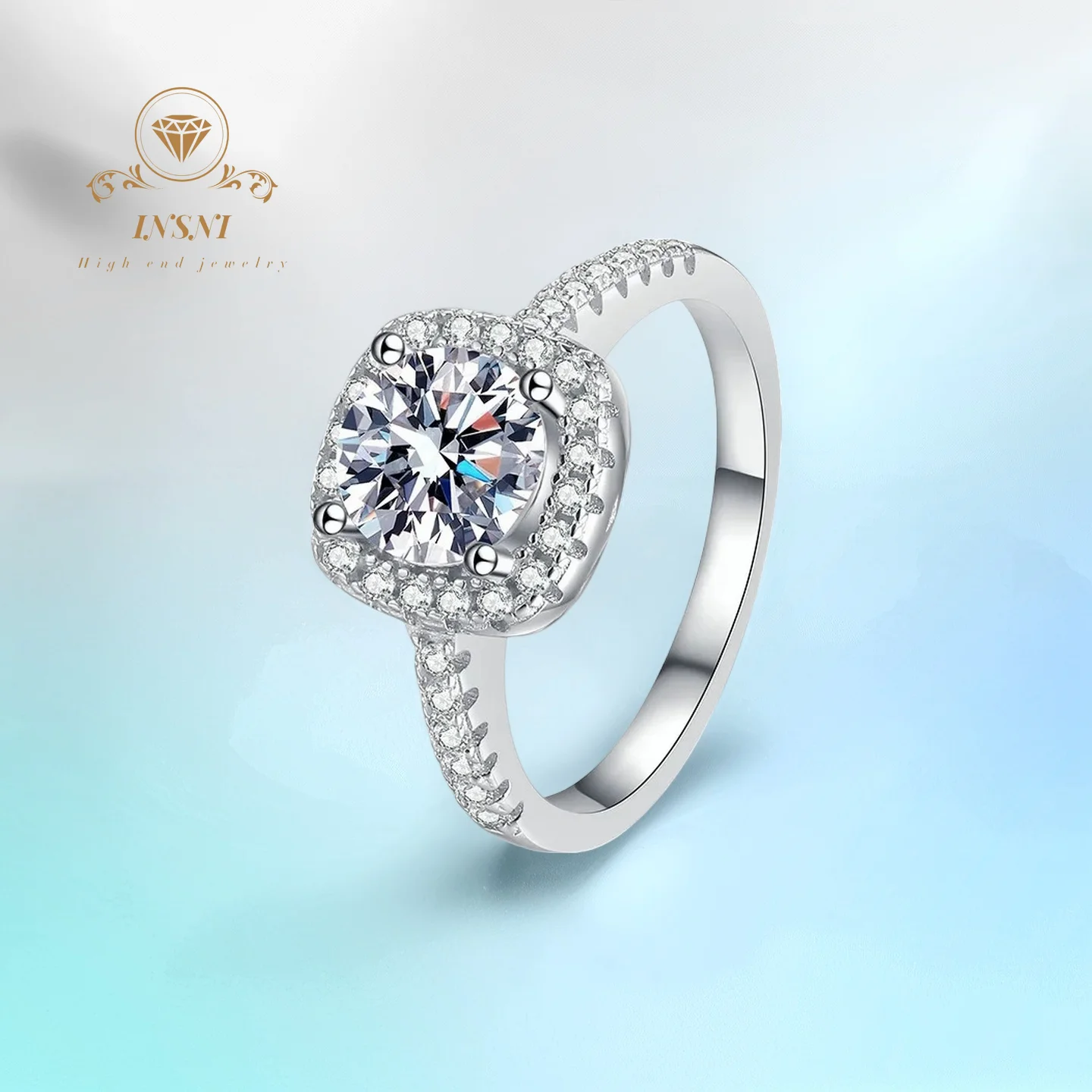 

1ct D Color Moissanite S925 Silver Classic Square Baguette Ring GBA Certified Luxury Crafted Women's Trendy Rings Gift for Women