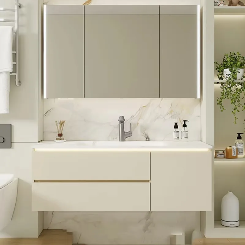 

Internal Organizer Bathroom Cabinet Storage White Luxury Toilet Bathroom Vanity Mirror Washroom Meuble Salle De Bain Furniture