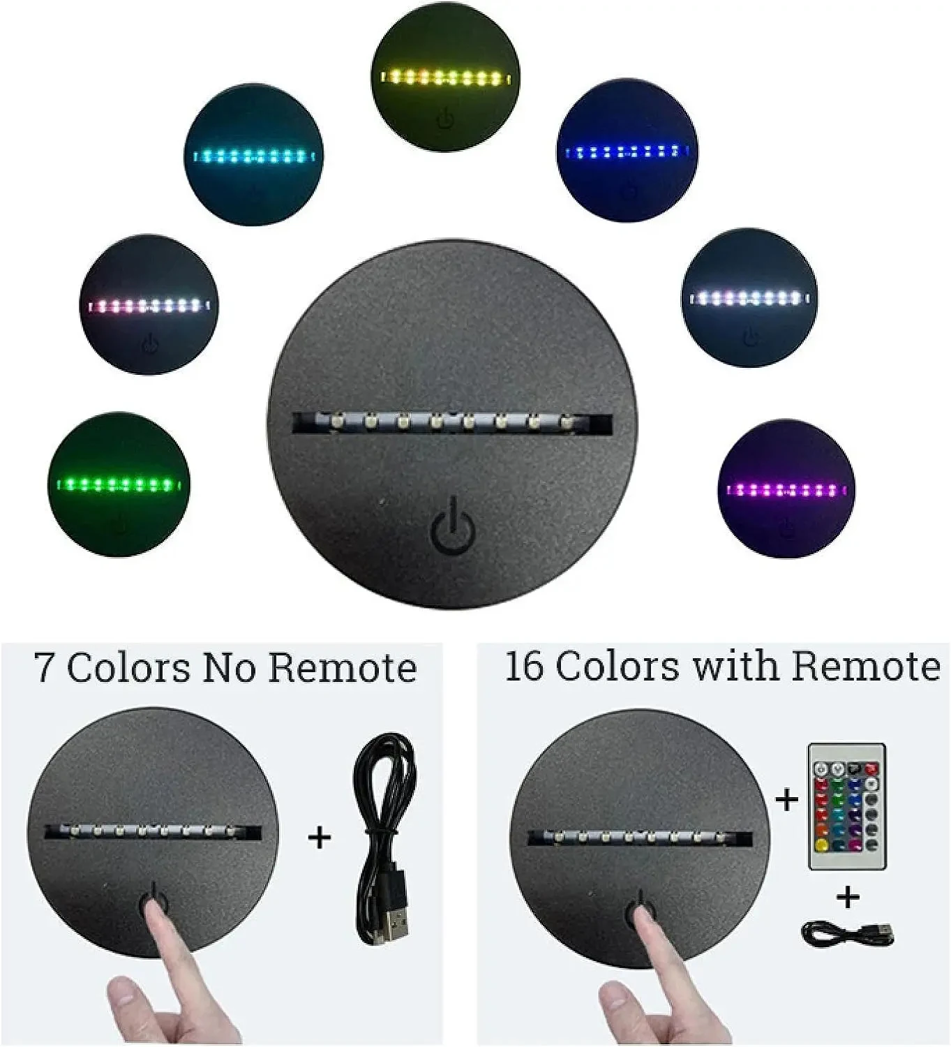 10pcs 3D LED Light Holder Acrylic Board Ligh Base 16 Colors Dimmable ABS USB Remote Control Desk Lamp Vertical Light Station