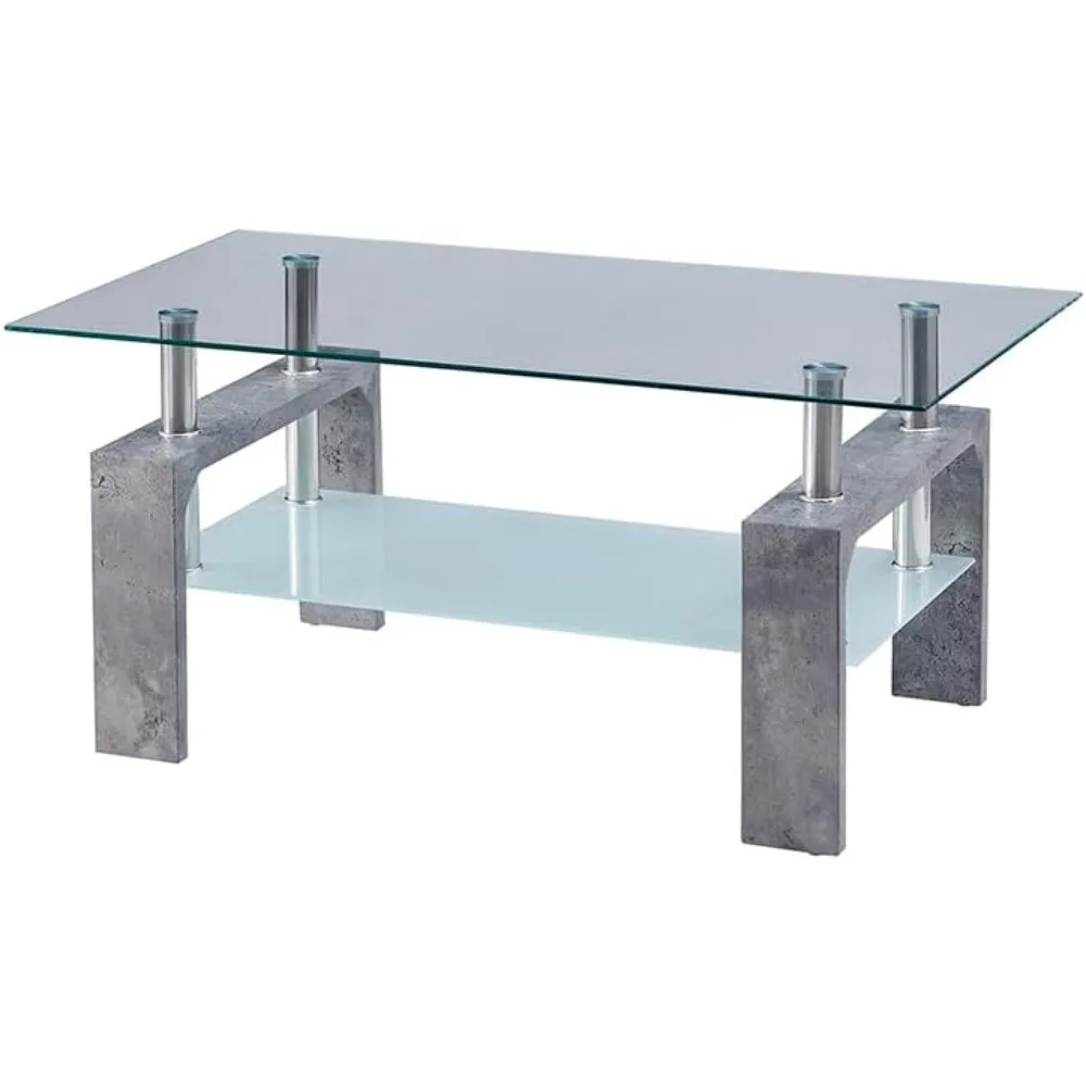 リビングルームの長方形のコーヒーテーブル、待合室に適したティーテーブル、木製脚付きのモダンなサイドコーヒーテーブル、ガラス卓上