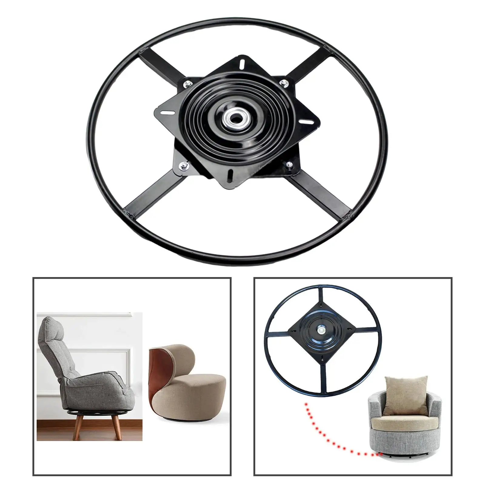 600mm Swivel Chair recliner Base Bracket 360 Degree Rotate Spare Parts Replacement 25cm Mechanism Bottom Plate Professional