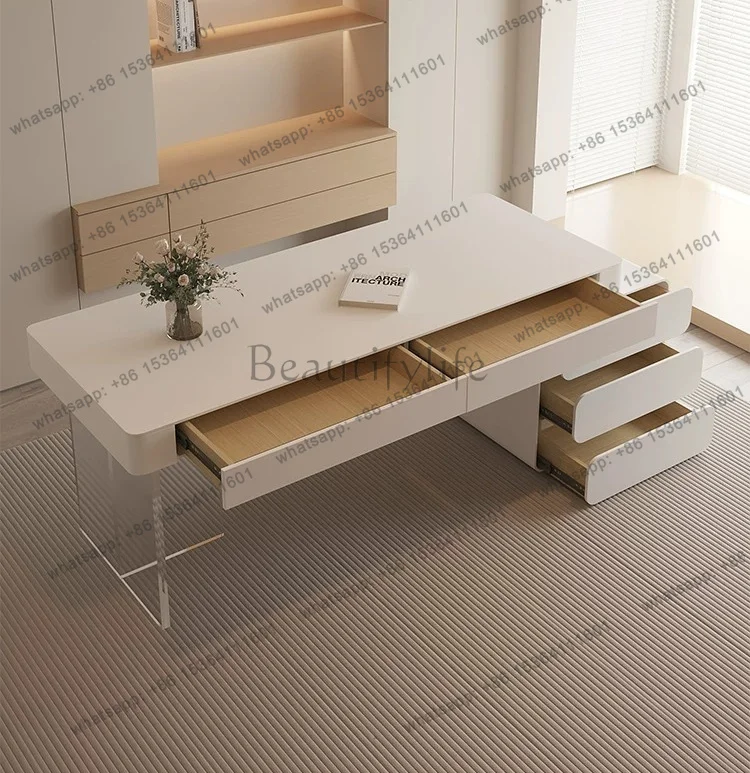 

Cream Wind Desk Minimalist Household Boss Beauty Salon Consultation Computer Desk with Drawer
