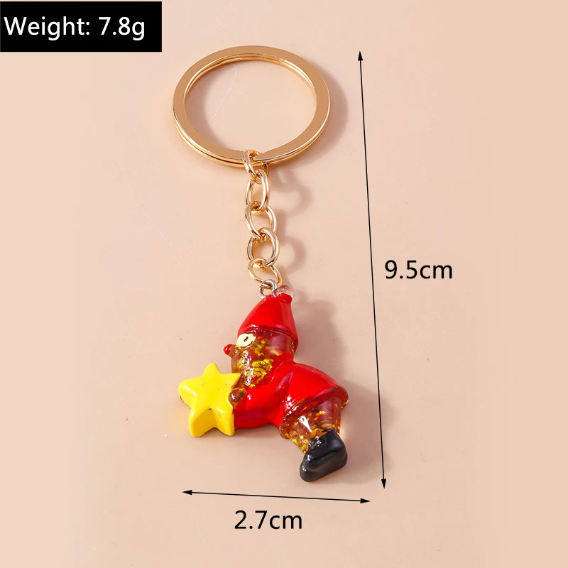 Niedlicher Weihnachts-Schlüsselanhänger mit Weihnachtsmann-, Schneemann- und Rentier-Charms, Schlüsselringe, Festgeschenke für Frauen und Männer, Autoschlüssel, Handtaschen-Schlüsselanhänger, Geschenke – Detail 4